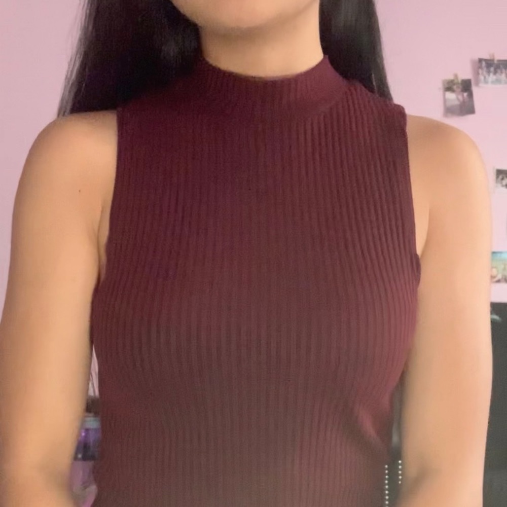 Burgundy Ribbed Top